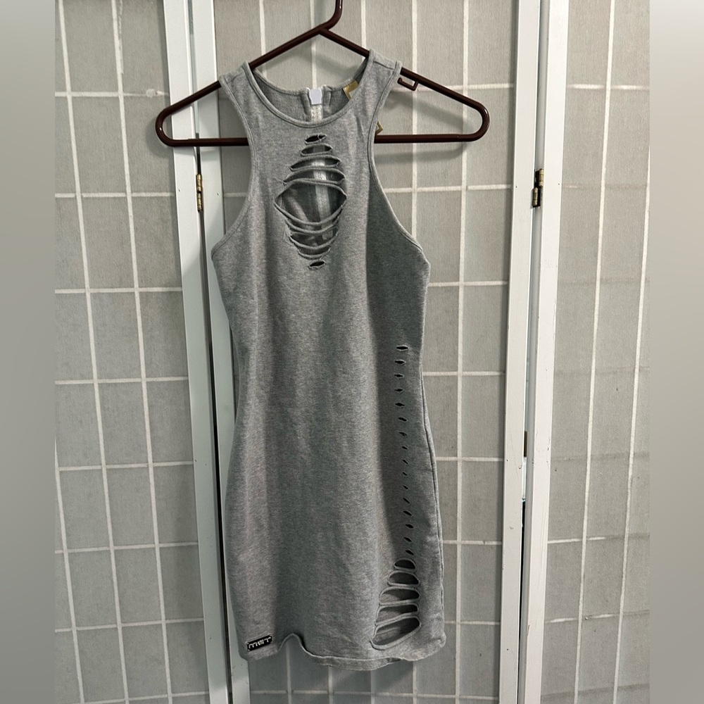 MET gray ripped dress size S